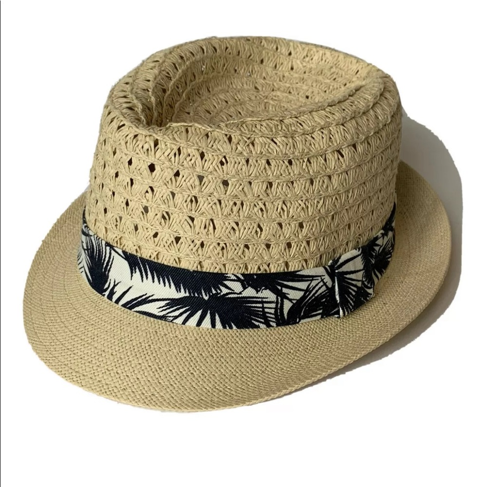 Kiabi French Fedora Men Hat Braided Fiber Paper Natural 6 7/8